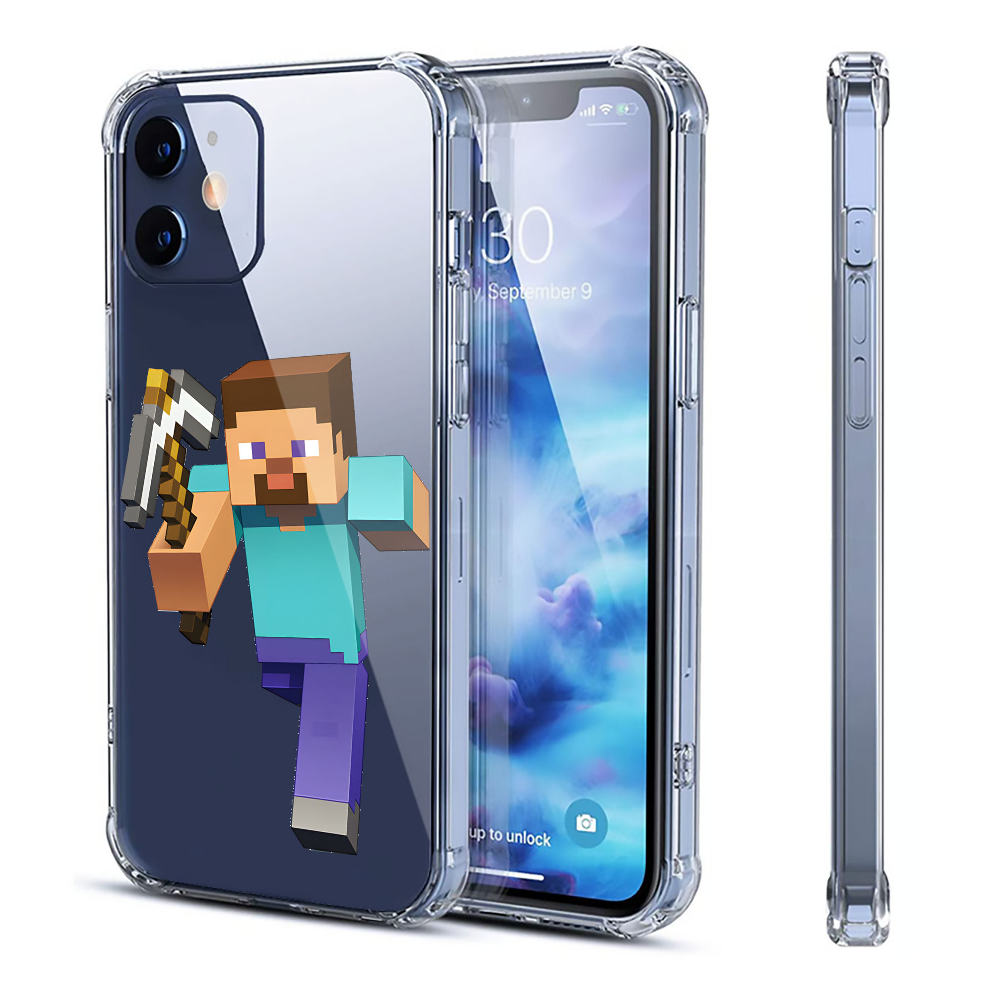 （画像用） マインクラフト ブロックの世界 Minecraft MC Block world 【iPhone 12シリーズ対応】透明スマホケース（クリアソフトケース）